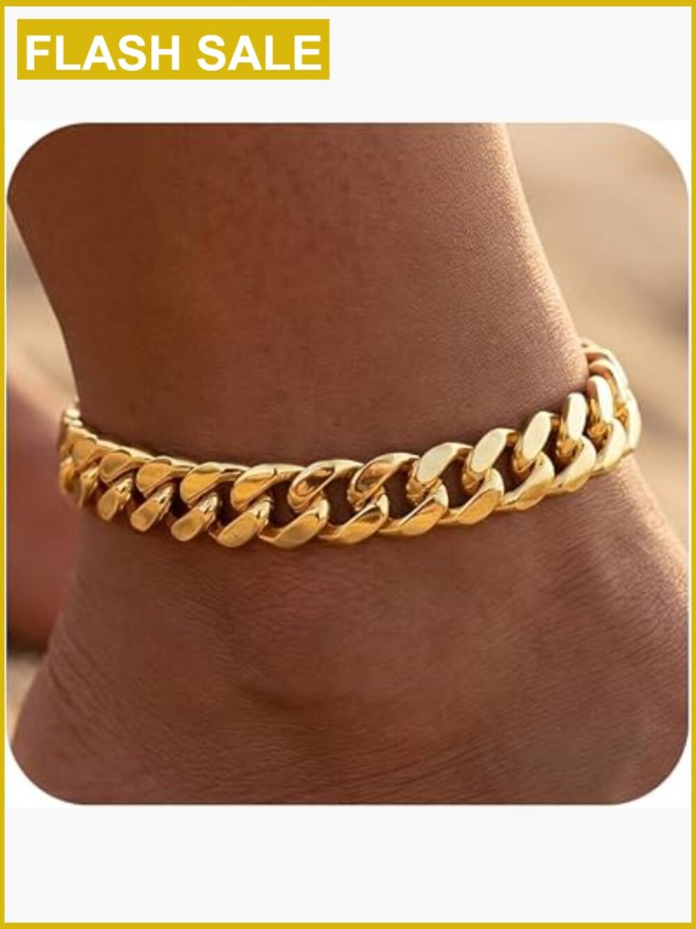 Chunky Cuban Link Anklet for Women Waterproof Gold Plated Adjustable Trendy - Picture 1 of 7